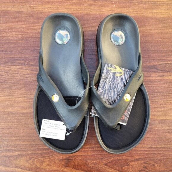 Hawaiian Jellys Ultra Comfort O'o Black Lava  Unisex Flip Flop Sandal Sz… - Picture 2 of 16